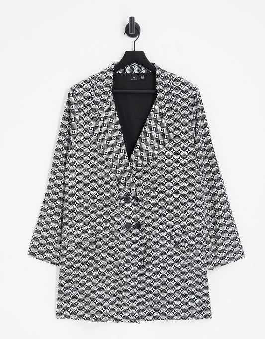 Heartbreak Plus oversized blazer dress in mono check