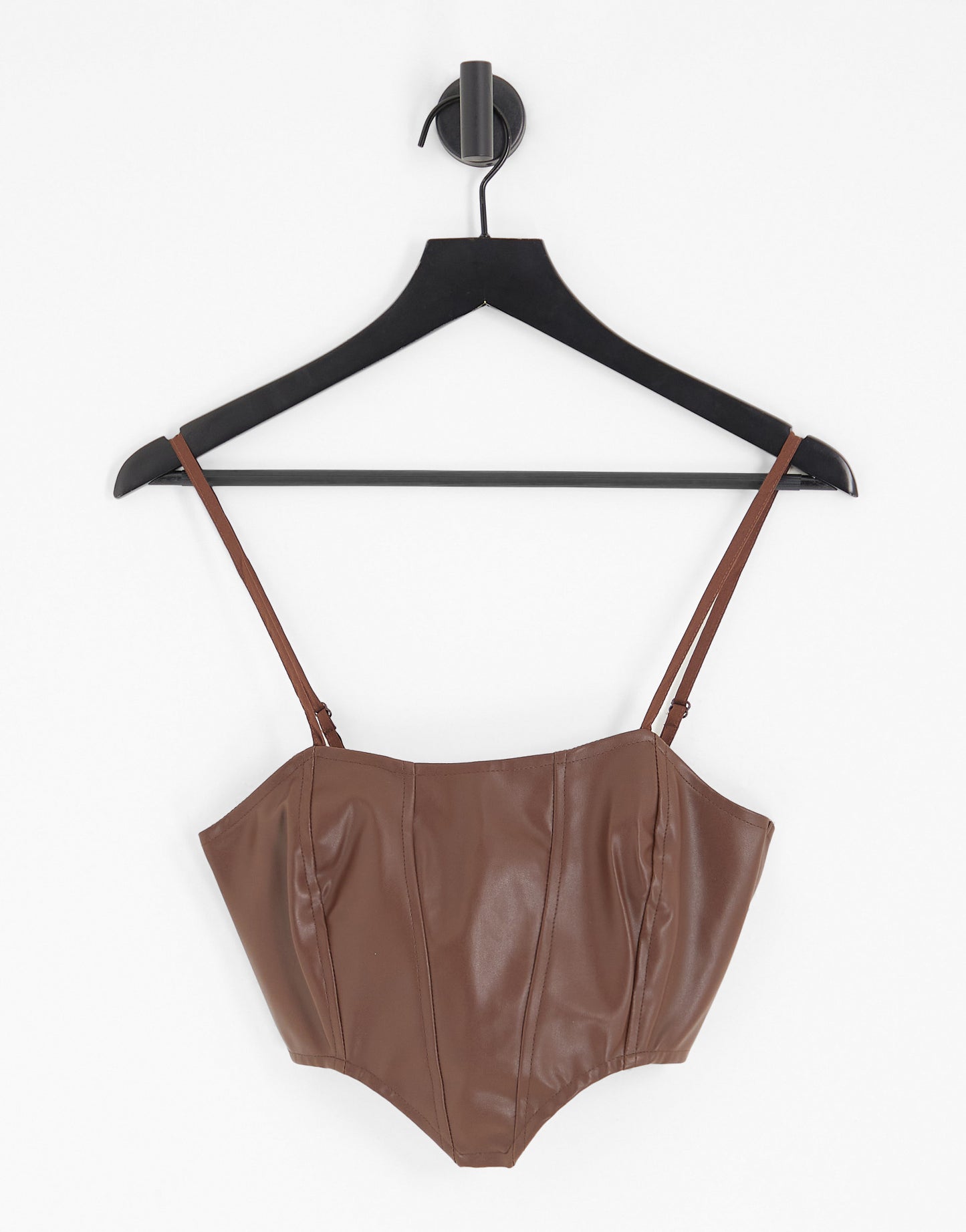 Heartbreak Petite faux leather corset top co-ord in chocolate brown