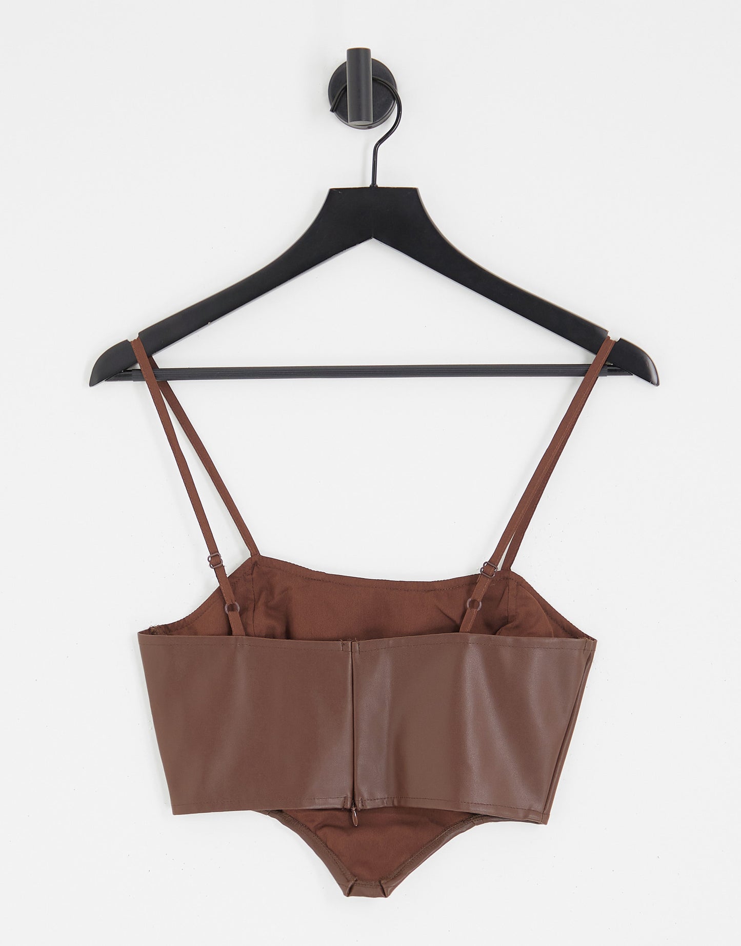 Heartbreak Petite faux leather corset top co-ord in chocolate brown