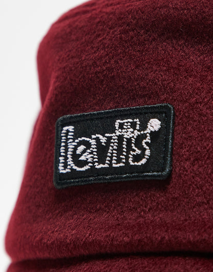 Levi's cosy poler fleece bucket hat in burgundy red with logo