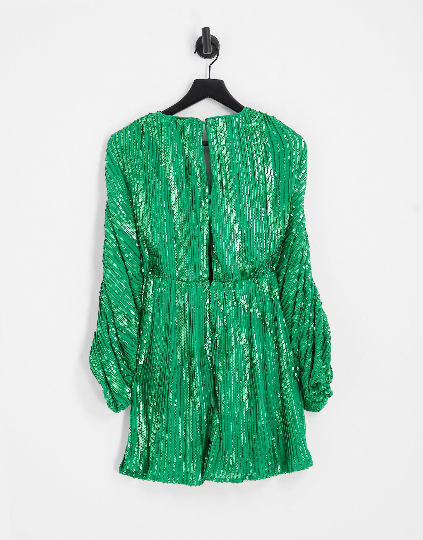 ASOS DESIGN embellishment mini dress in green with blouson sleeve