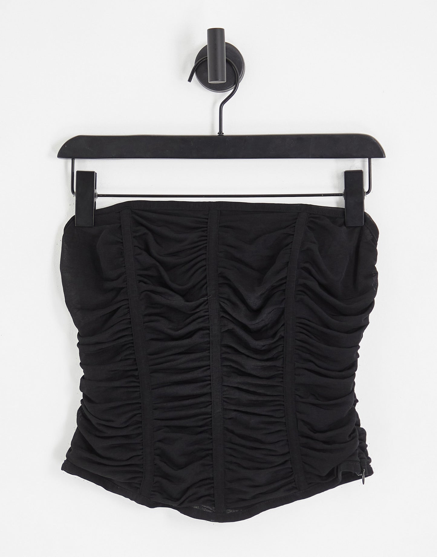 Topshop mesh corset ruched front bandeau in black