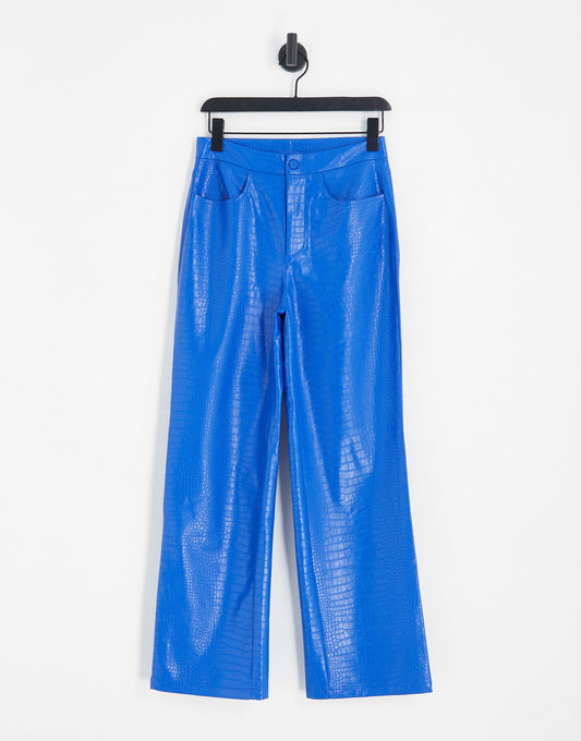 Vero Moda faux snake trousers in blue