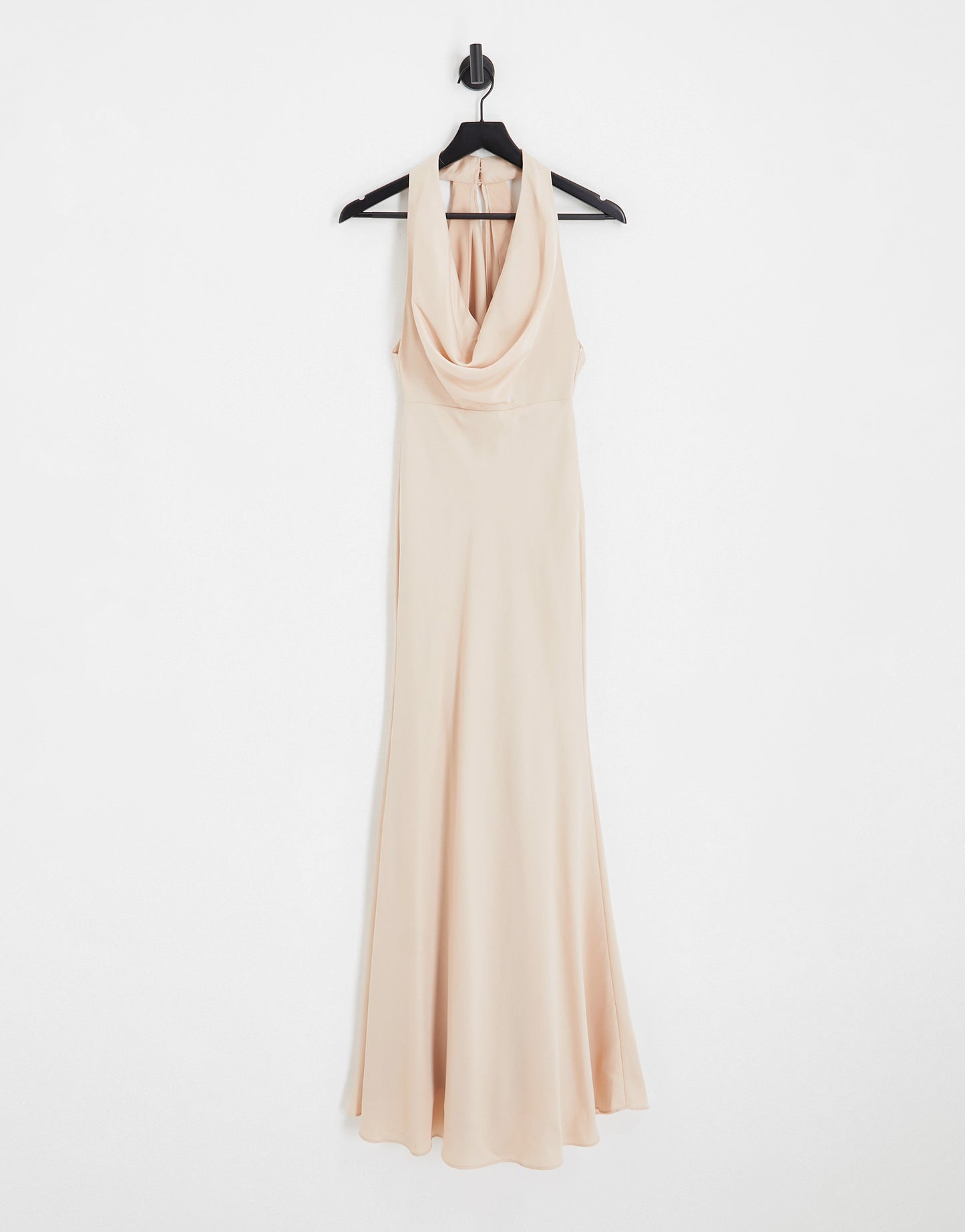 ASOS DESIGN Bridesmaid satin halter cowl maxi dress in blush