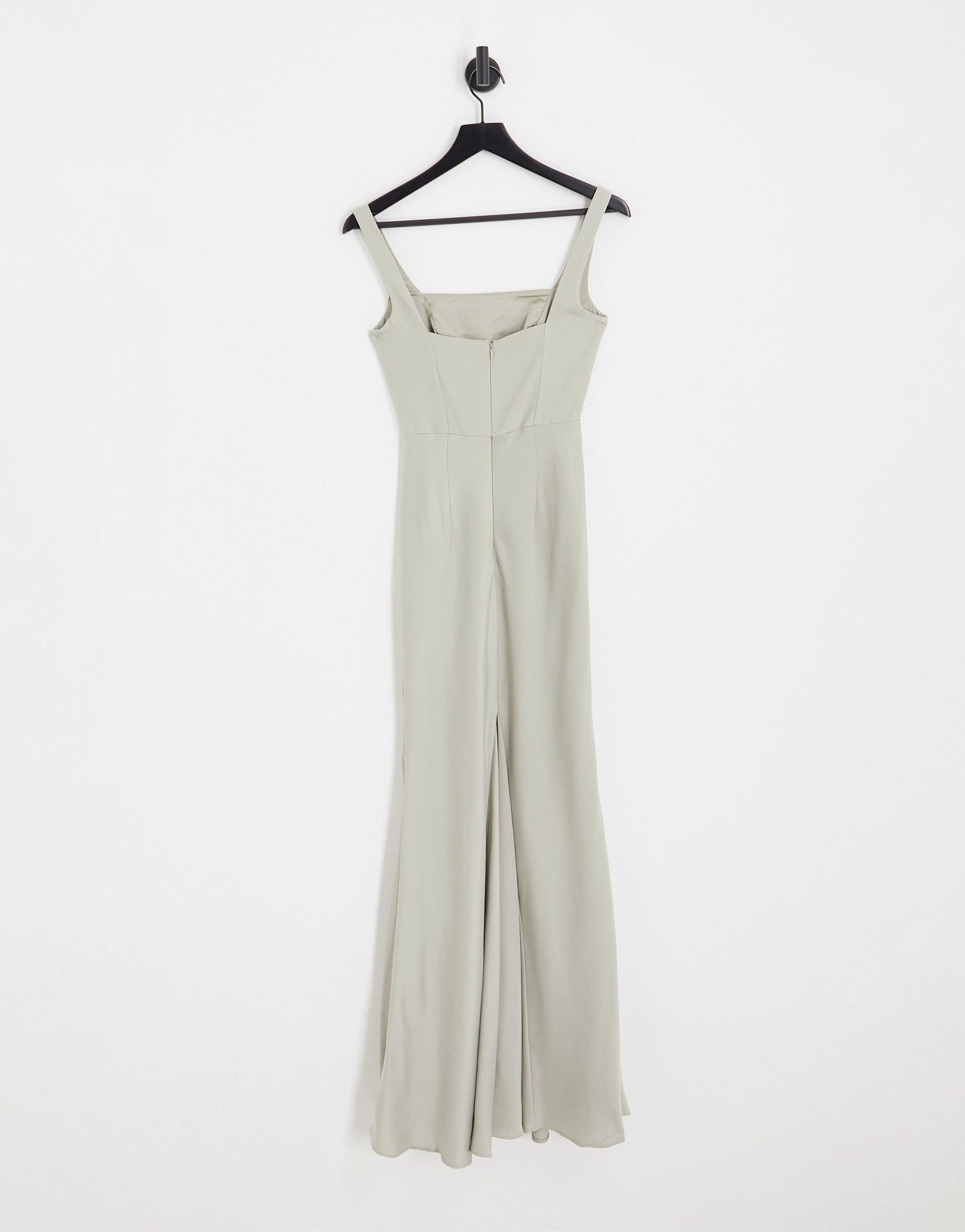 ASOS DESIGN Bridesmaid satin square neck maxi dress in sage green