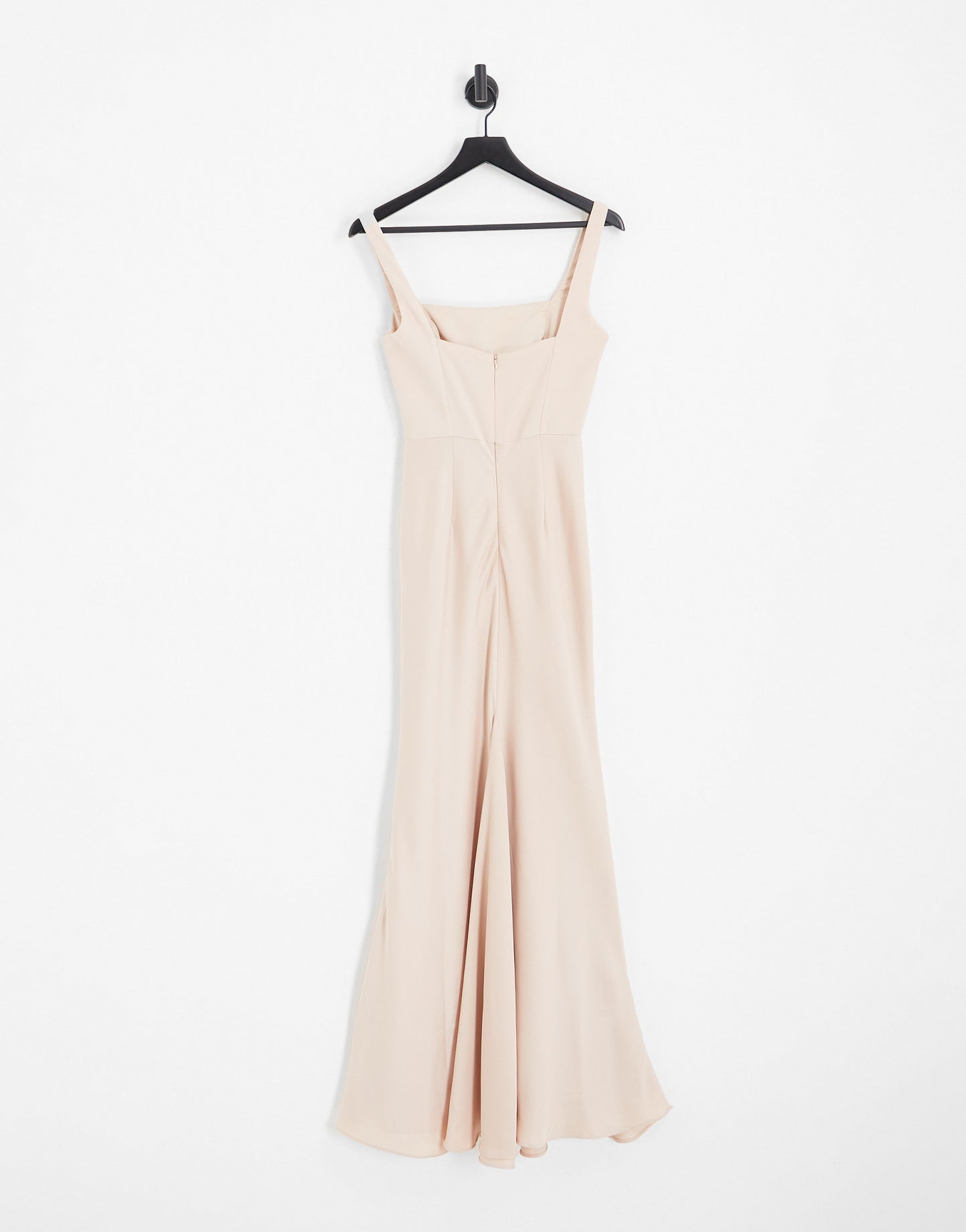 ASOS DESIGN Bridesmaid satin square neck maxi dress in blush