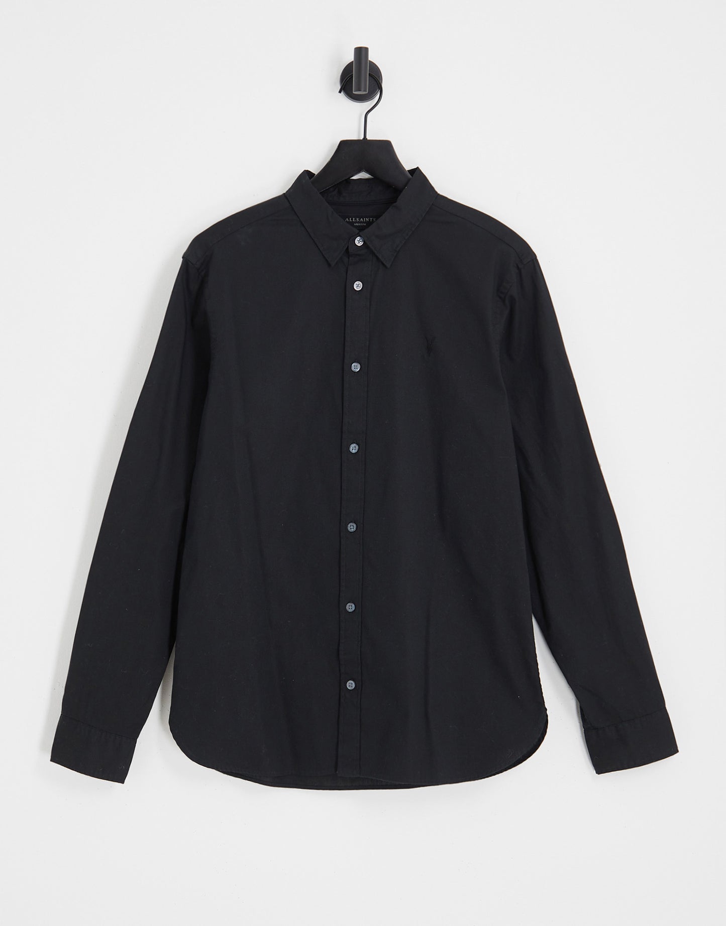 AllSaints Hawthorne stretch fit shirt in black