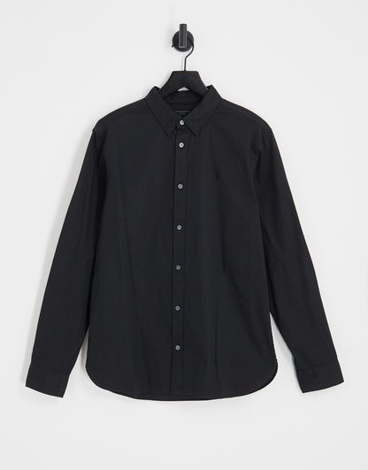 AllSaints Hawthorne stretch fit shirt in black