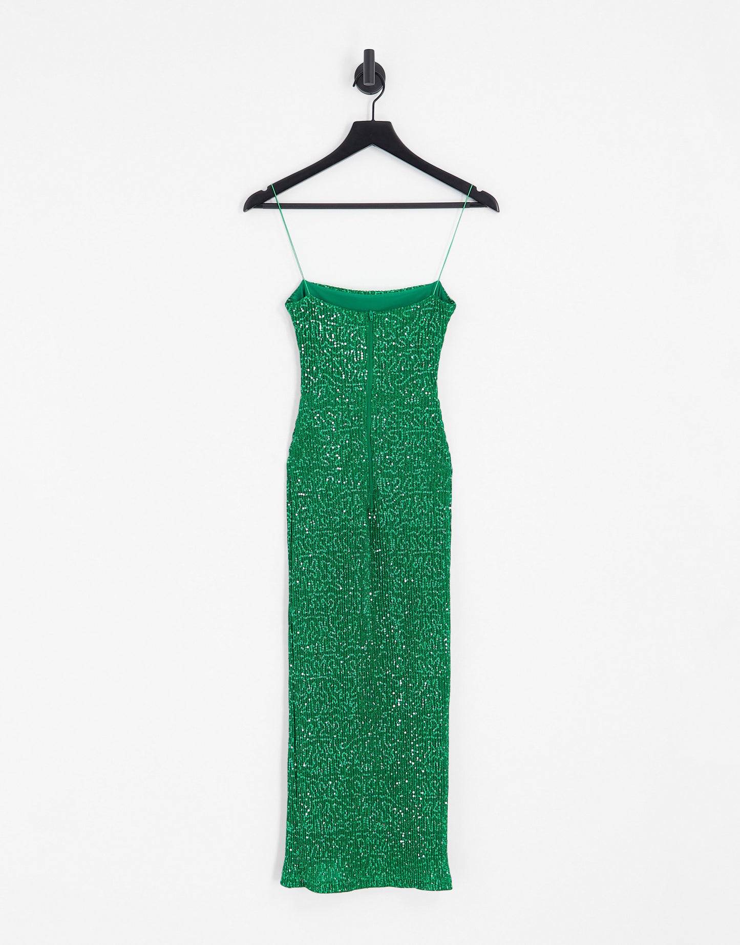 Vesper sequin cami strap midi dress in green