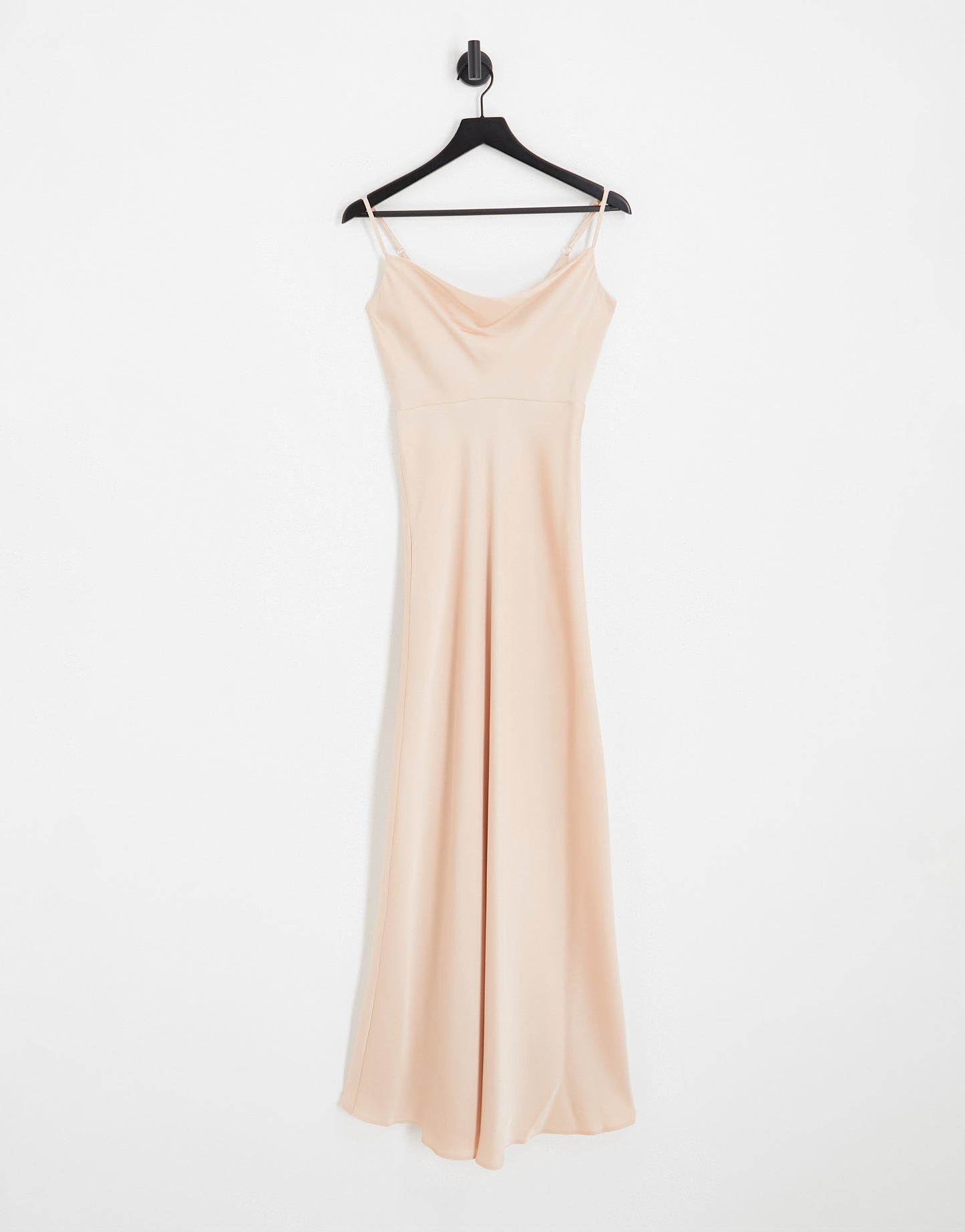 ASOS DESIGN Bridesmaid satin cowl neck maxi dress with full skirt in blush