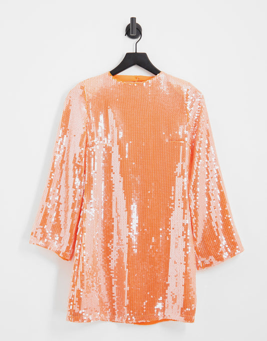 Pretty Lavish multi-way embellished mini dress in orange