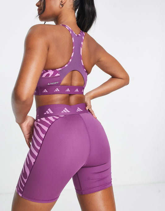 adidas Training Hyperglam legging shorts in purple