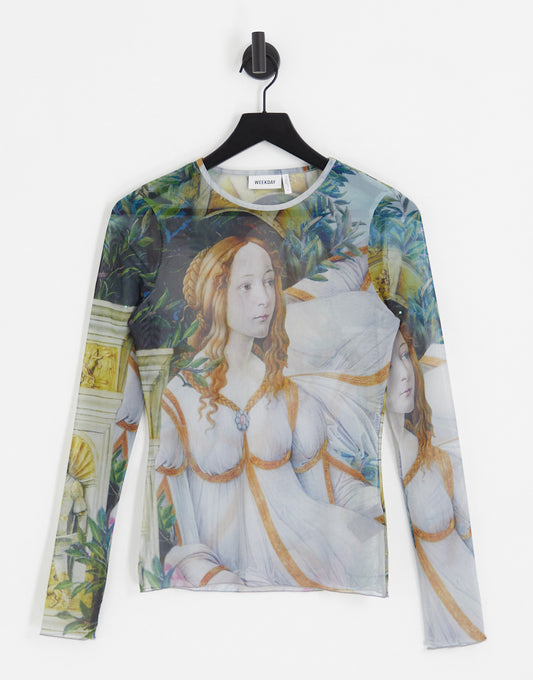 Weekday Blur long sleeve top in renaissance print