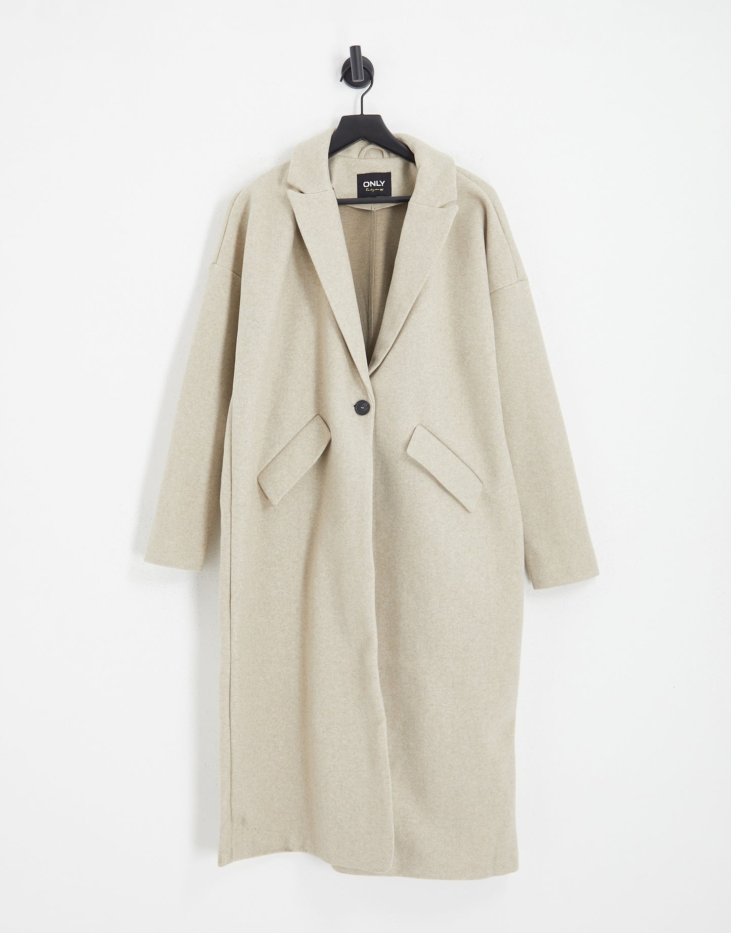 ONLY Tall longline tailored coat in stone