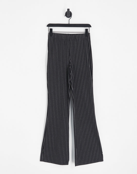 ONLY flared trousers in dark grey pinstripe