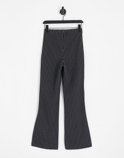 ONLY flared trousers in dark grey pinstripe