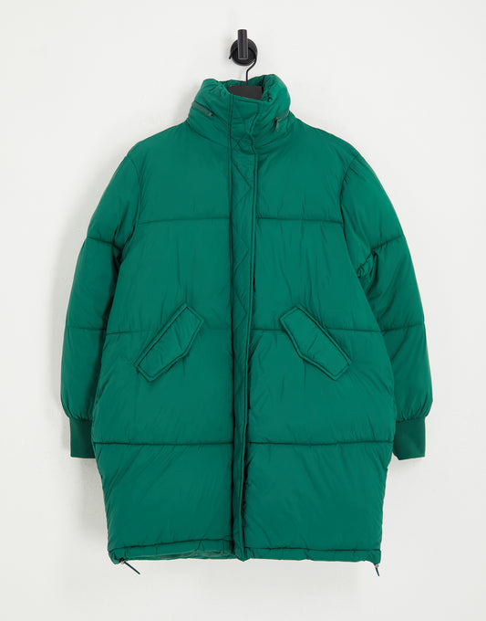 ONLY padded coat with packable hood in green