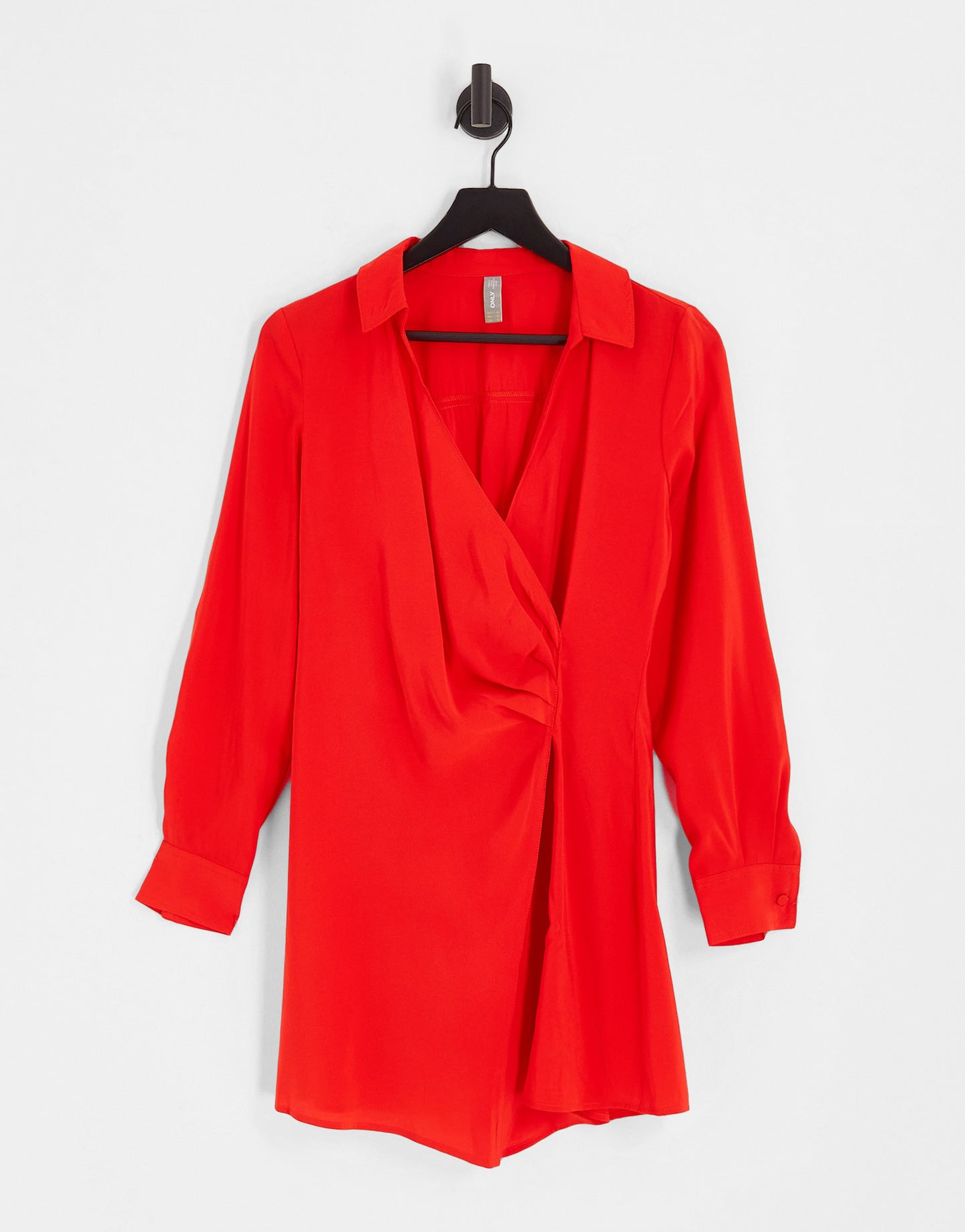 ONLY wrap mini shirt dress in bright red