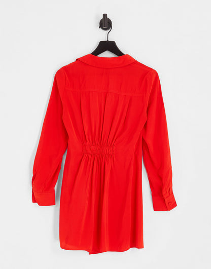 ONLY wrap mini shirt dress in bright red