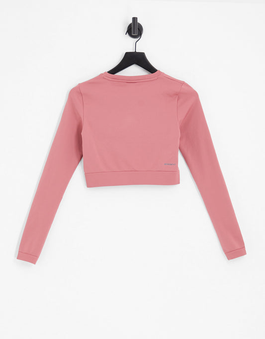 adidas Training seamless long sleeve crop top in pink