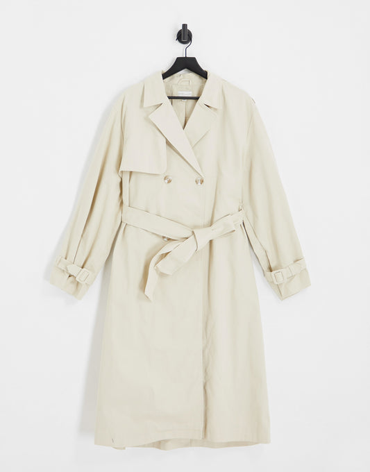 Pretty Lavish oversized trench coat in light stone