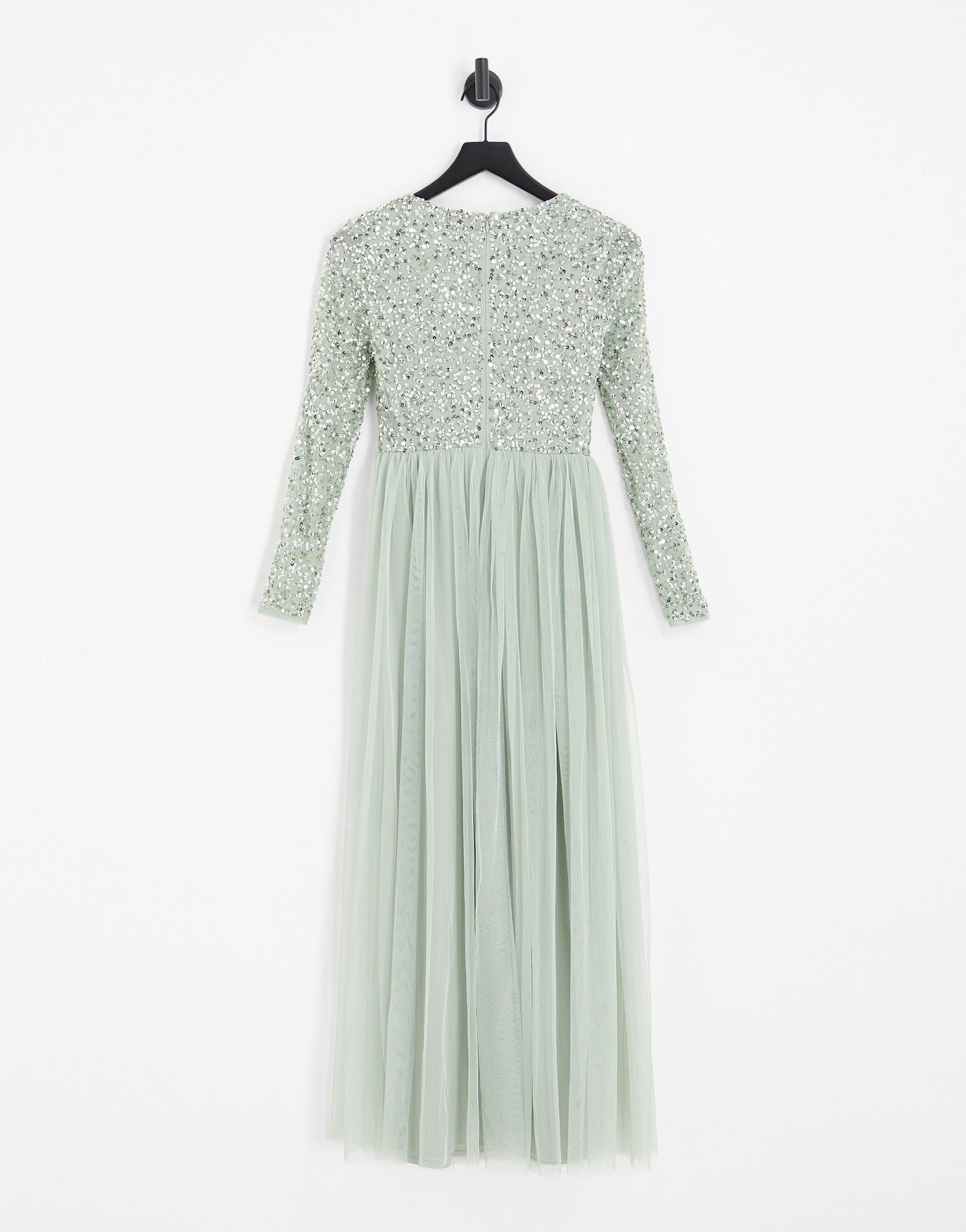 Maya Petite Bridesmaid long sleeve maxi dress with delicate sequin in sage green