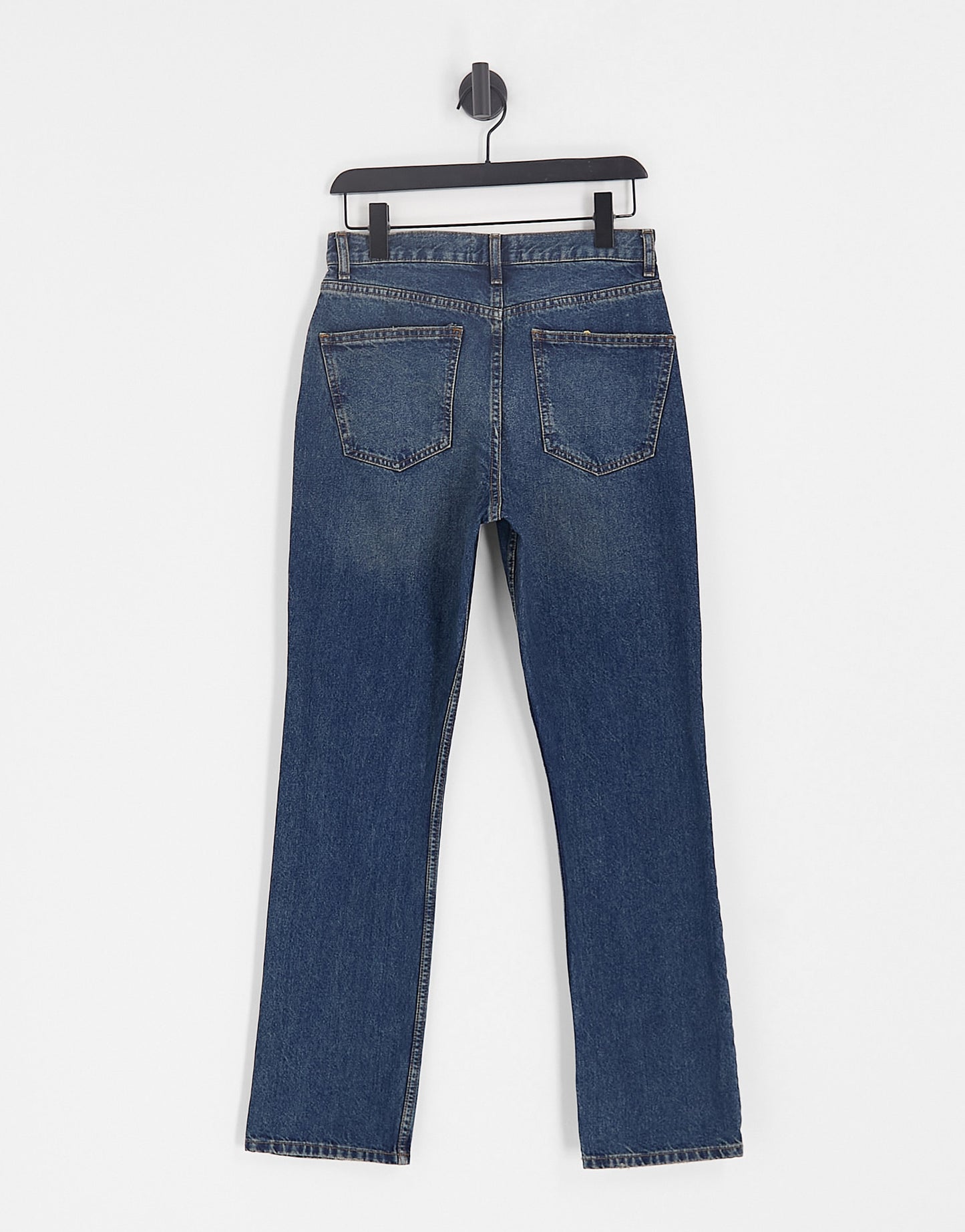 ASOS DESIGN mid rise straight jeans in dark blue