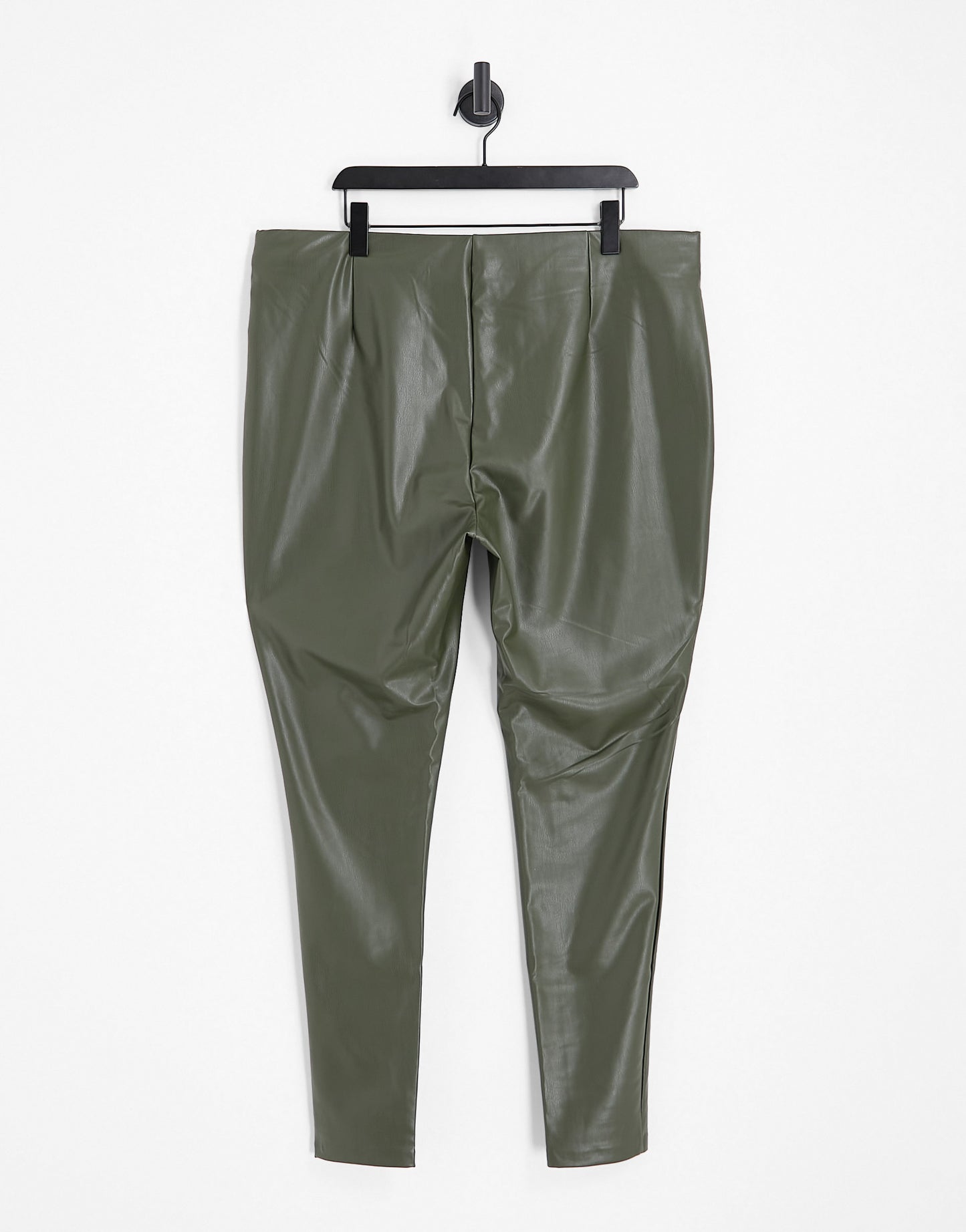 ONLY Curve faux leather leggings in dark green