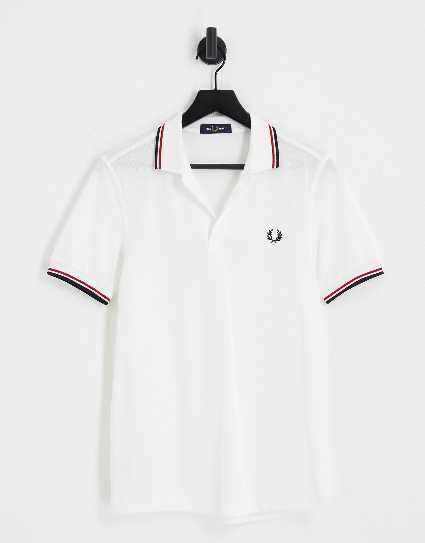 Fred Perry unisex twin tipped logo polo in white/red/navy