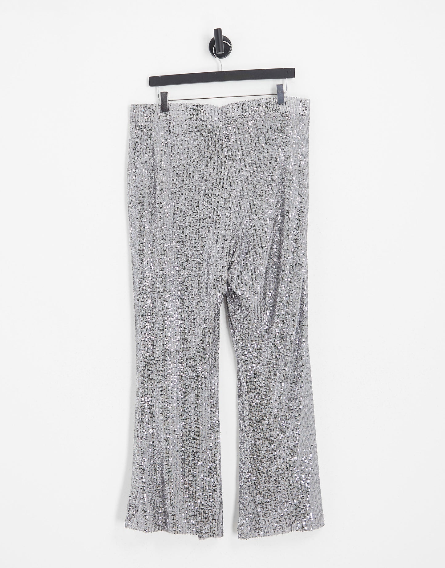 ASOS DESIGN Curve jersey sequin flare trouser in gunmetal