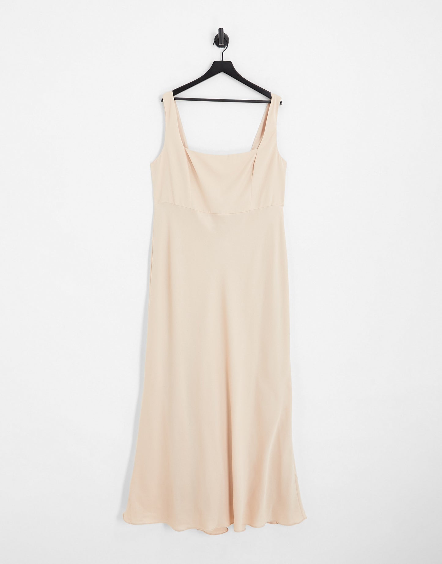 ASOS DESIGN Bridesmaid Curve satin square neck maxi dress in blush