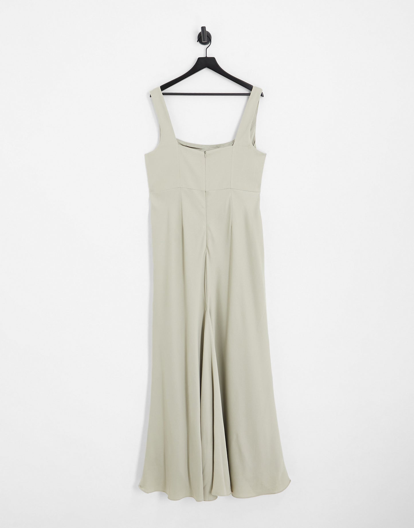 ASOS DESIGN Bridesmaid Curve satin square neck maxi dress in sage green