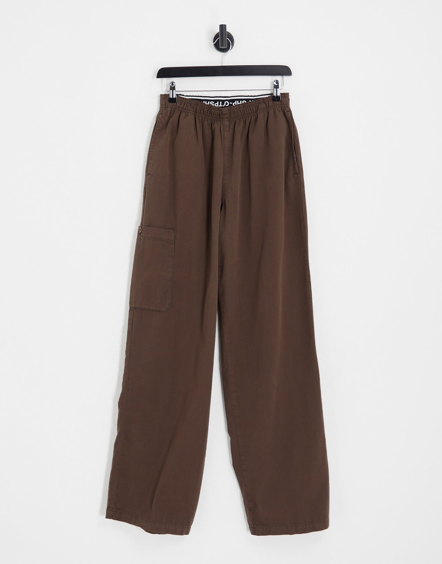 Topshop Tall pull on straight leg cargo trouser in chocolate