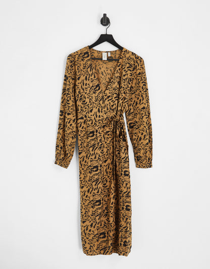 Y.A.S. Krizza animal print midi wrap dress in multi