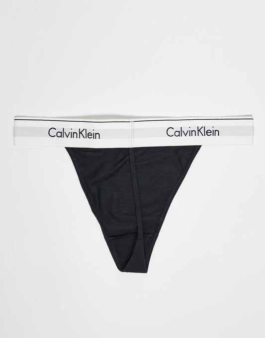 Calvin Klein Modern Cotton high leg string thong in black