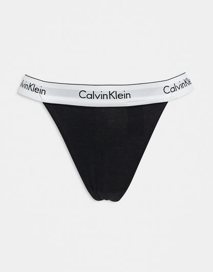 Calvin Klein Modern Cotton high leg string thong in black