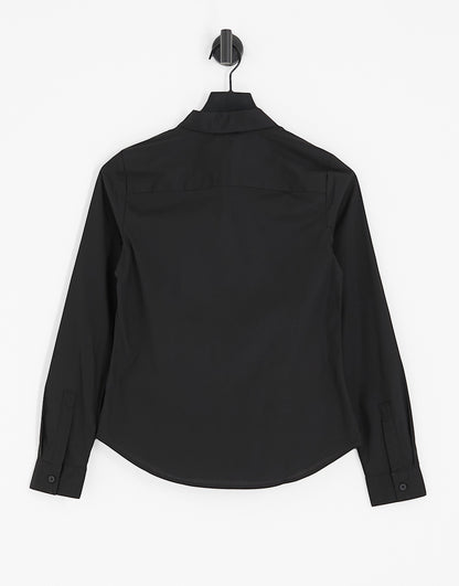 ASOS DESIGN long sleeve fitted shirt in black