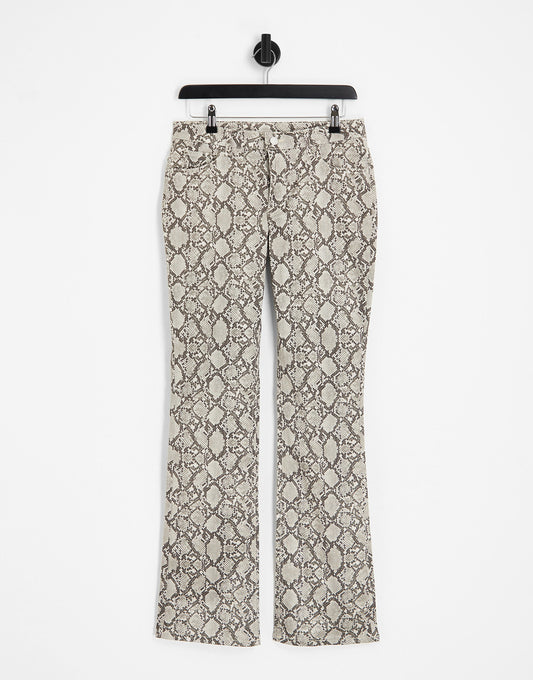 Weekday snake printed trousers in beige