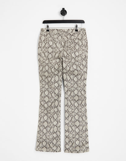 Weekday snake printed trousers in beige