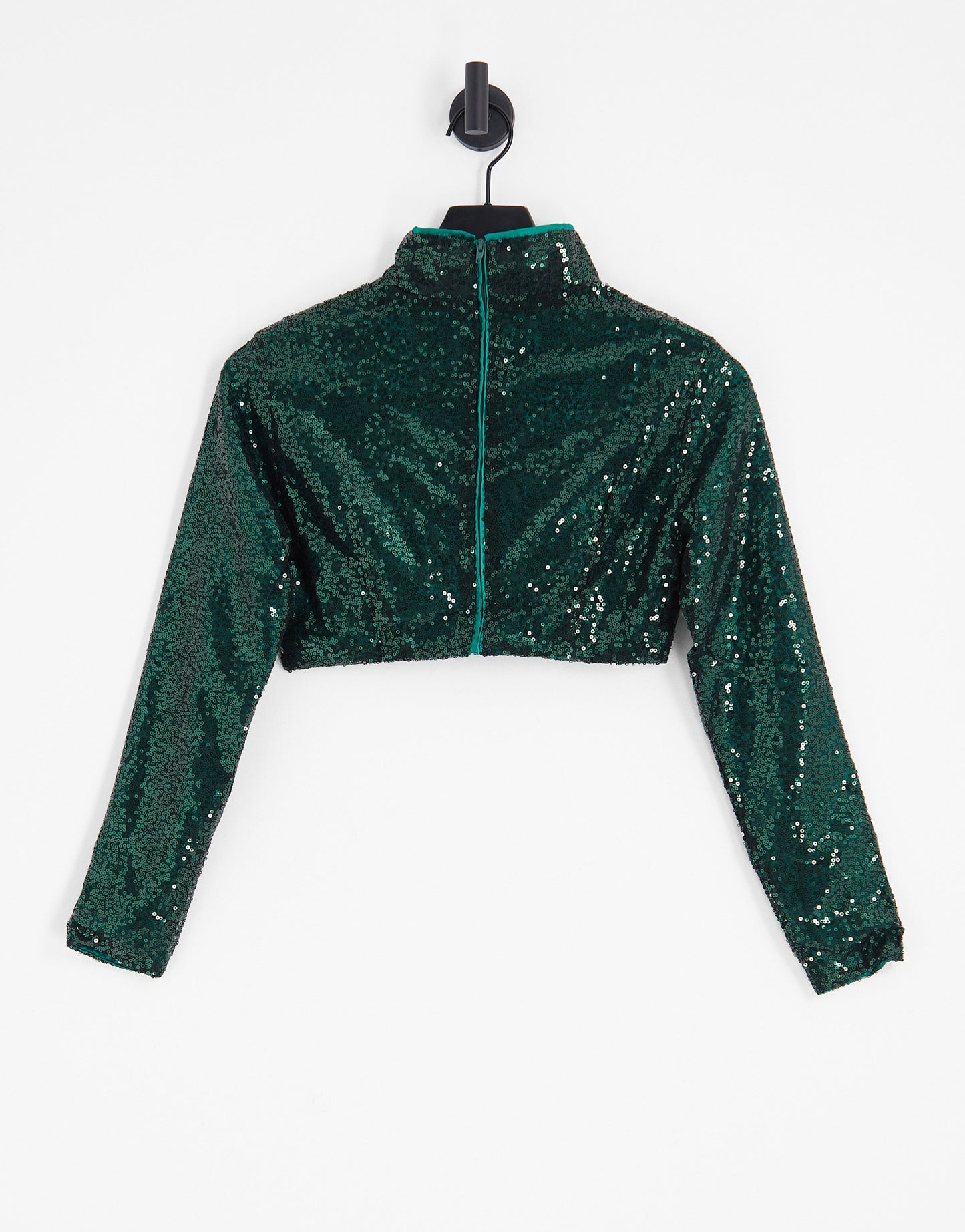 Collective the Label Petite exclusive high neck sequin top co-ord in emerald