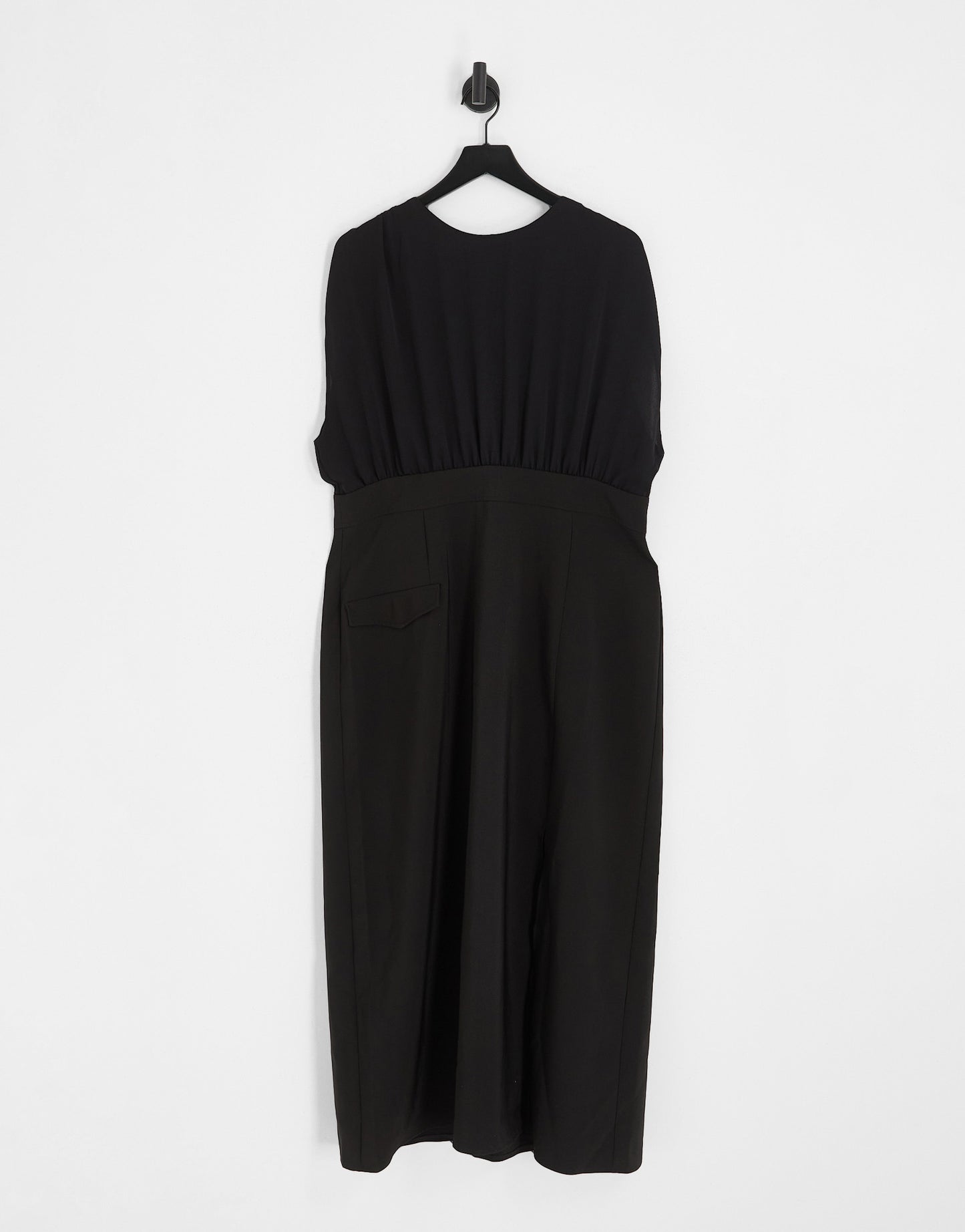 ASOS DESIGN Curve blouson sleeveless midi dress with pocket and split detail in black