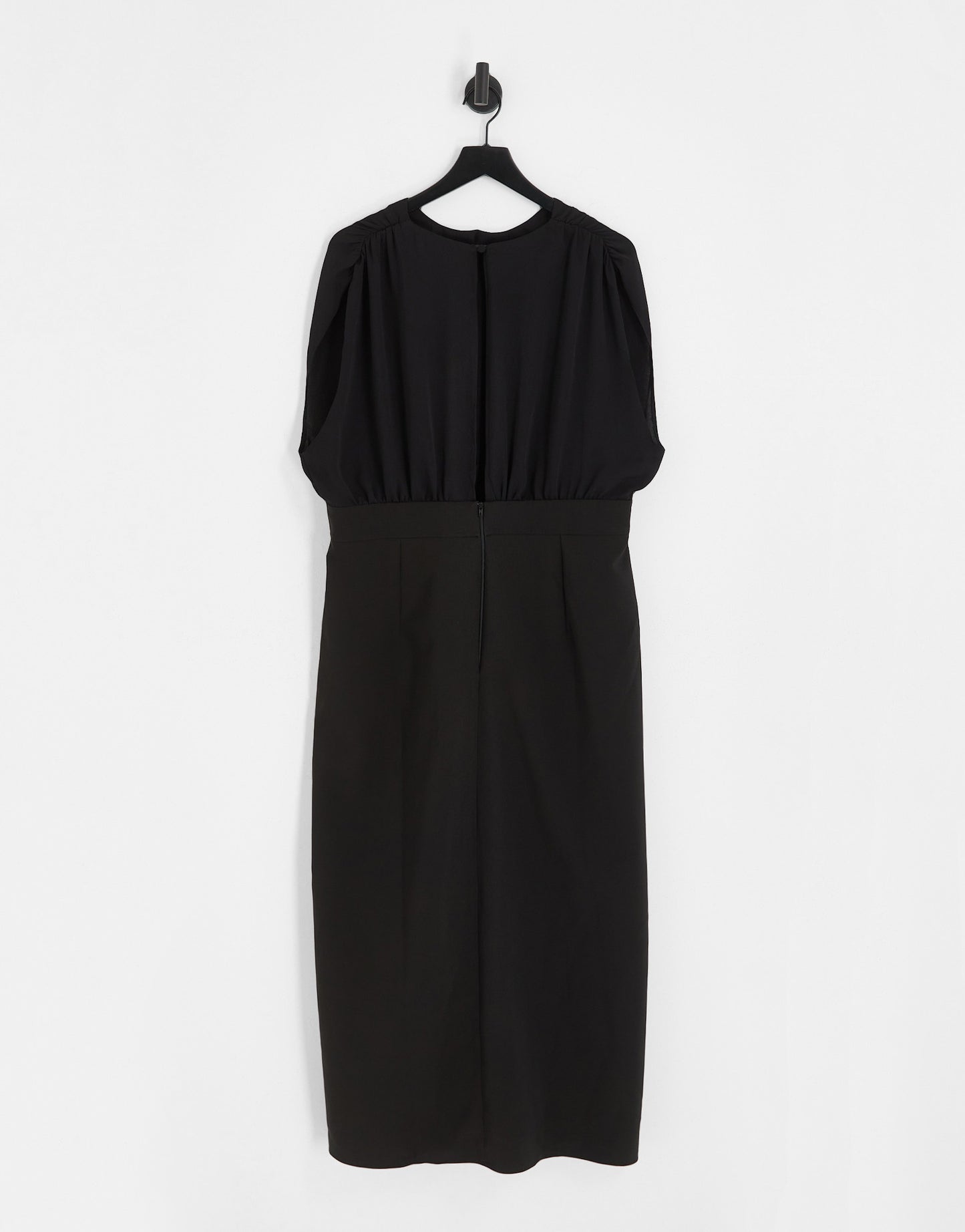 ASOS DESIGN Curve blouson sleeveless midi dress with pocket and split detail in black