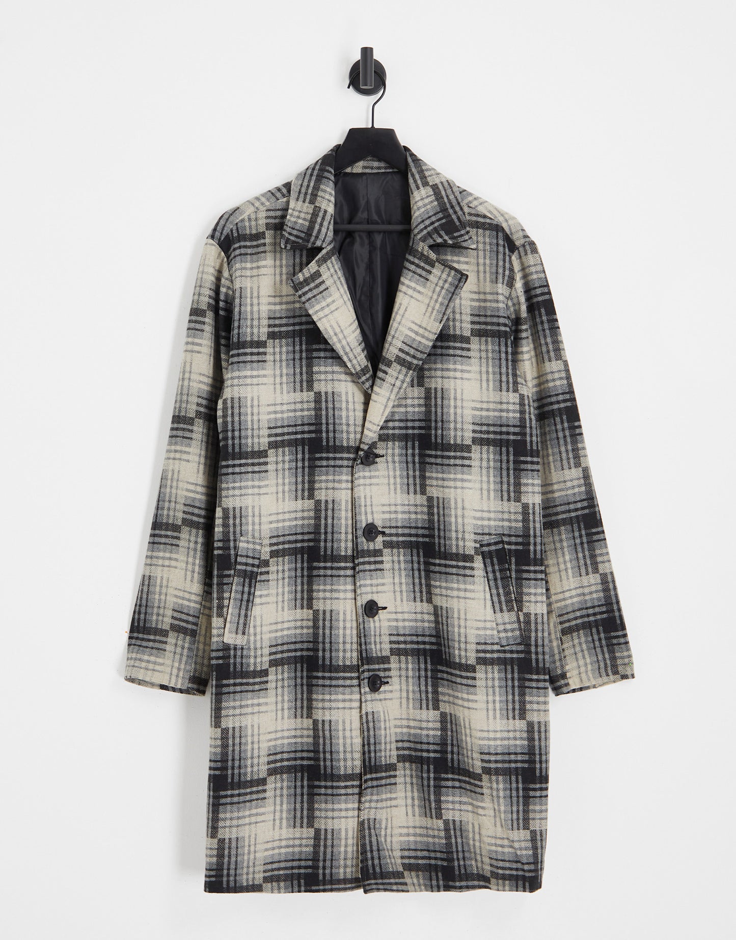 Bolongaro Trevor wool mix duster coat in black and beige check