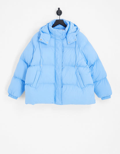 ASOS EDITION hooded puffer jacket in blue