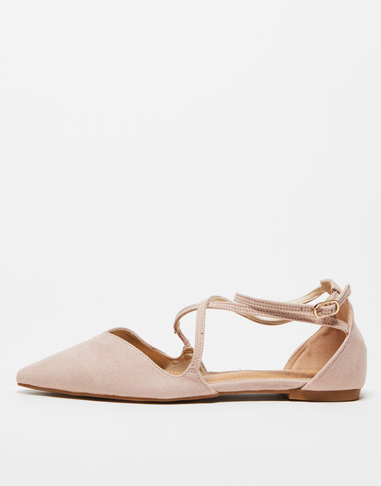 ASOS DESIGN Wide Fit Larna pointed ballet flats in beige