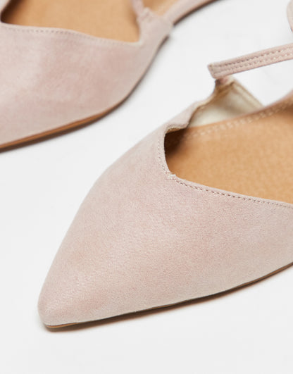 ASOS DESIGN Wide Fit Larna pointed ballet flats in beige