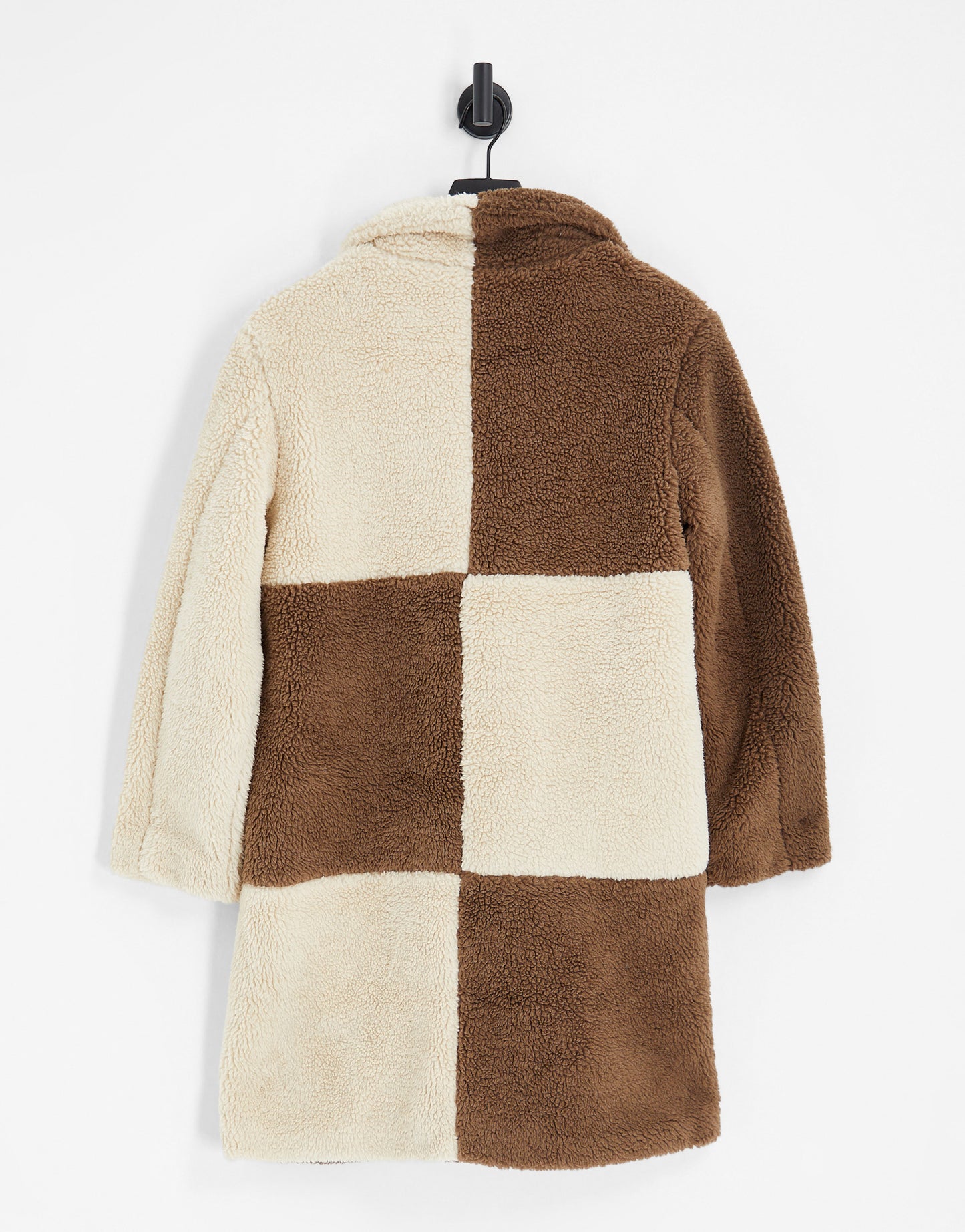 Violet Romance Petite oversized borg coat in colourblock