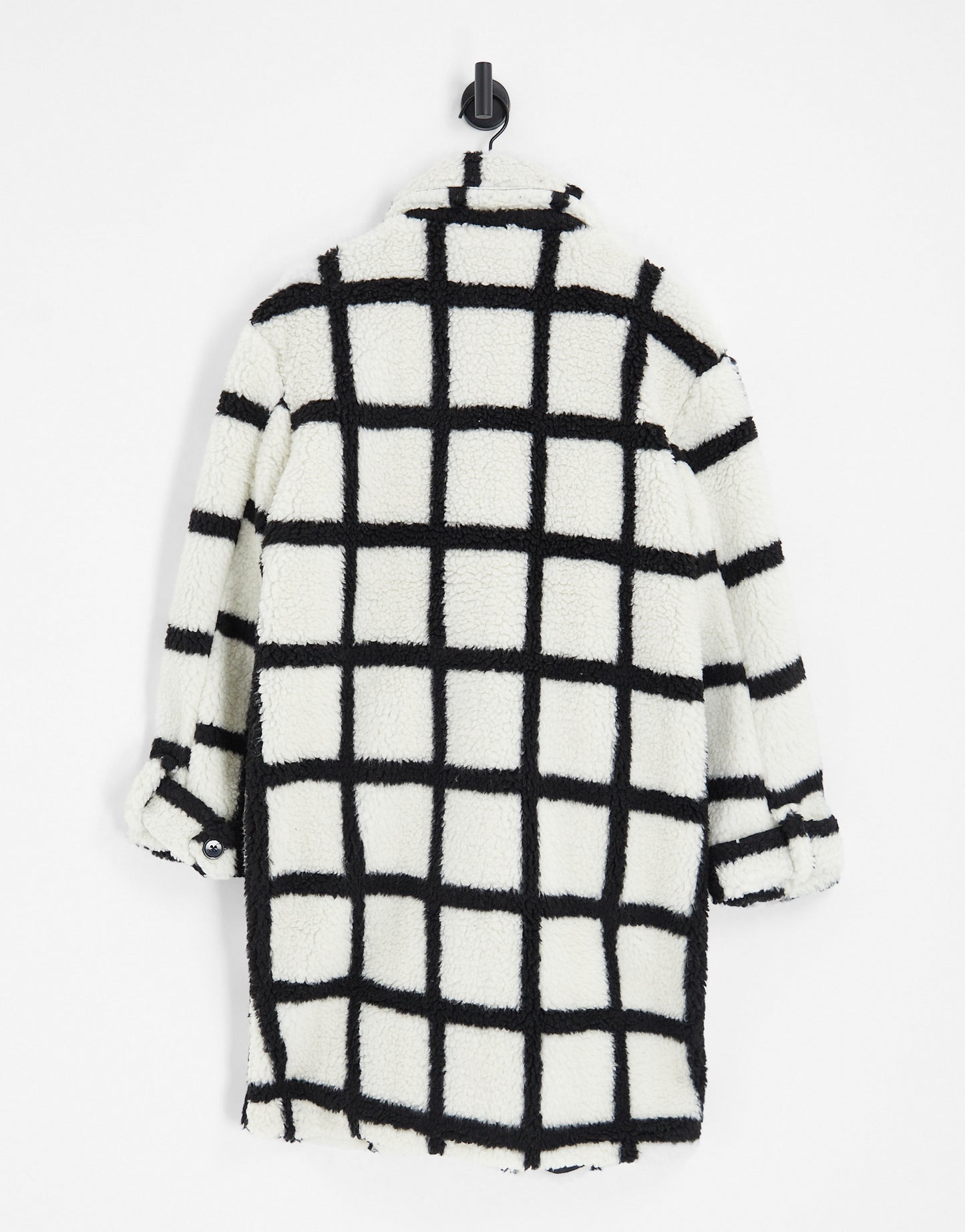 Violet Romance Plus oversized borg coat in grid print