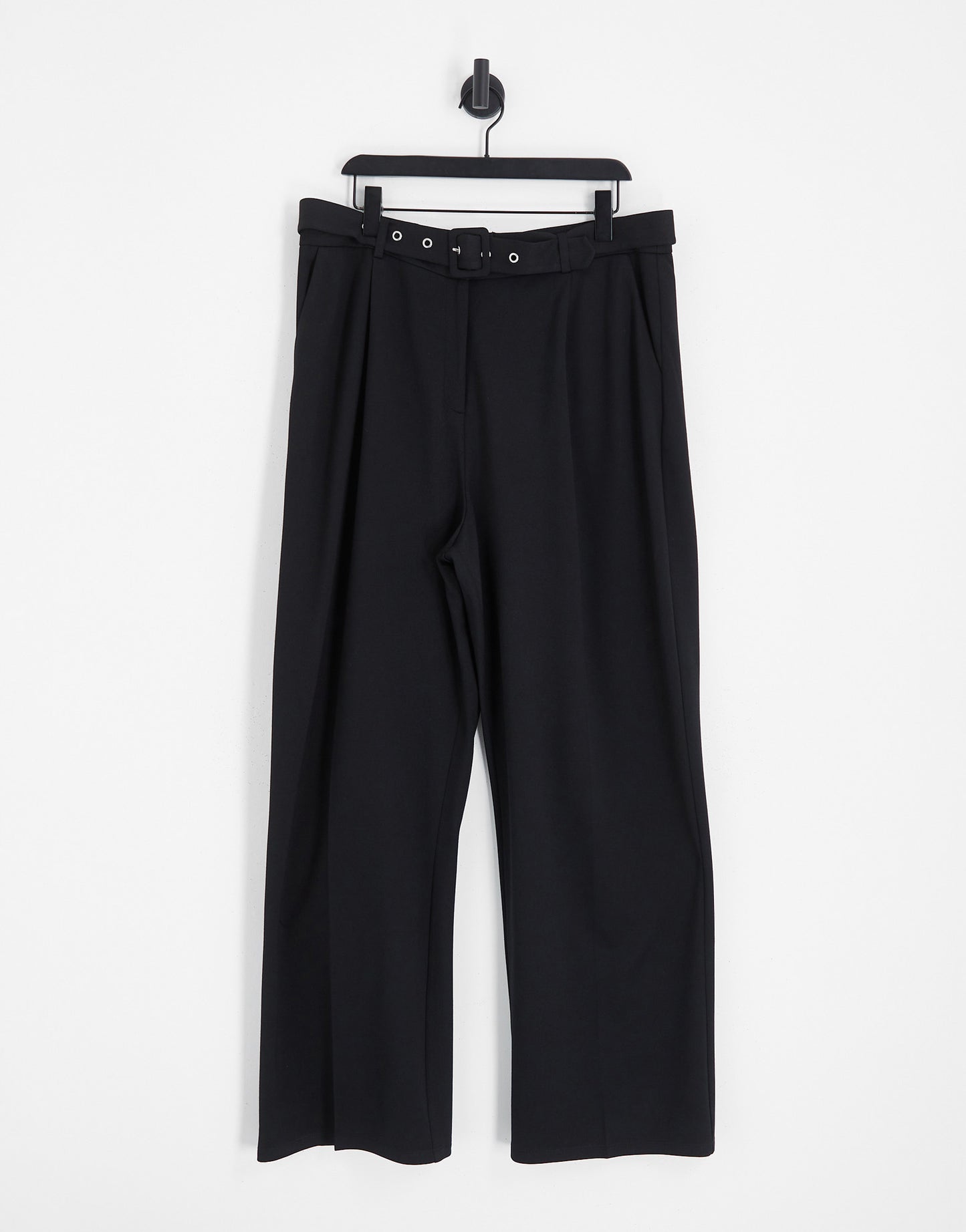 ASOS DESIGN Curve ponte wide leg with self belt in black