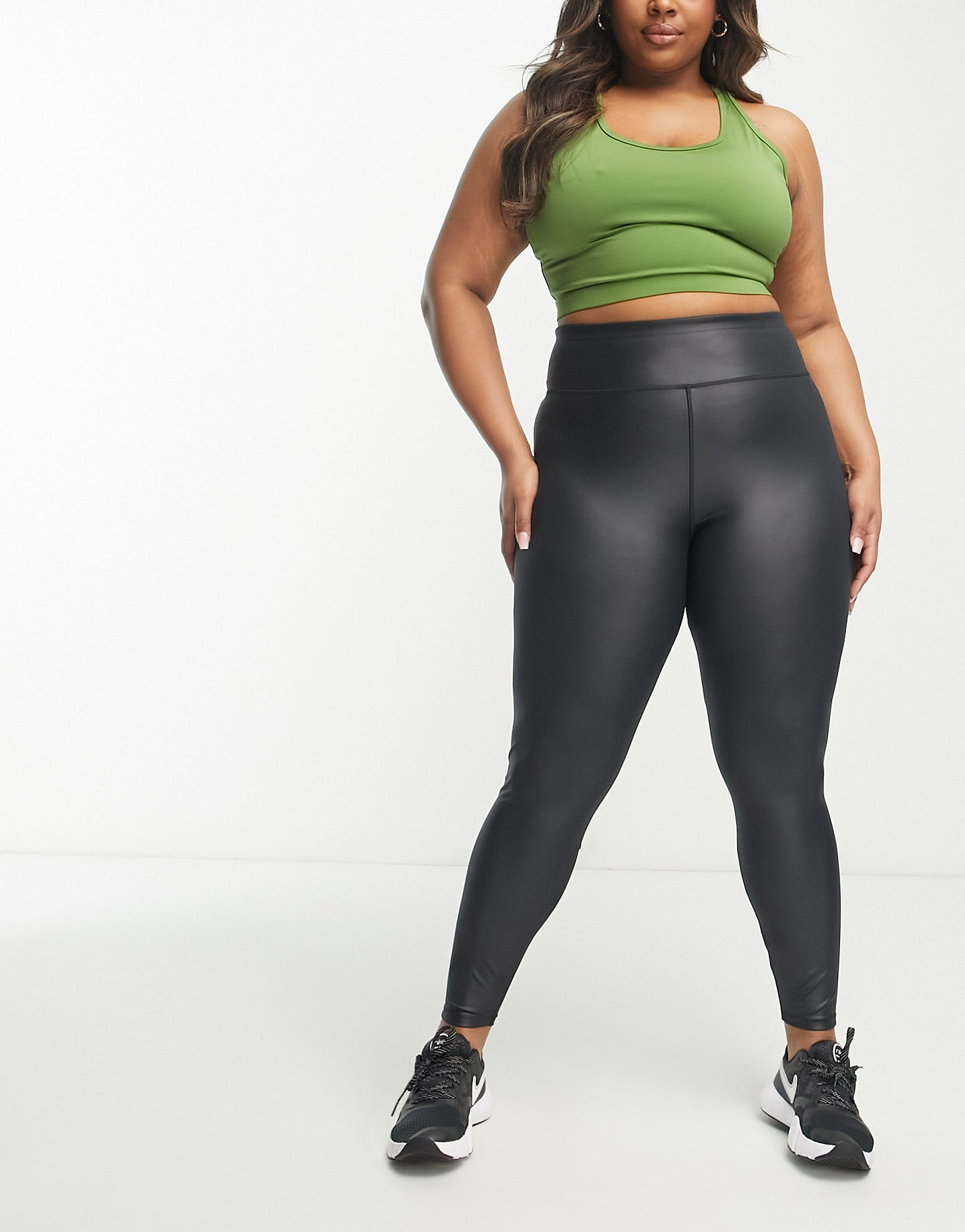 ASOS 4505 Curve mesh wet look legging in black